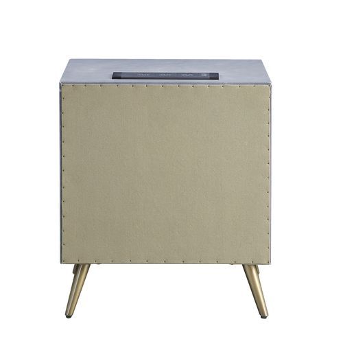 Doris - Nightstand - Gray Top Grain Leather ACME 