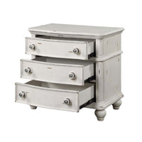 Jaqueline - Nightstand - Light Gray Linen & Antique White Finish ACME 