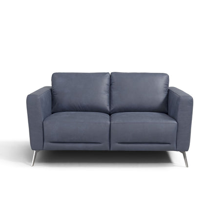 Astonic - Loveseat - Blue Leather - Tony's Home Furnishings