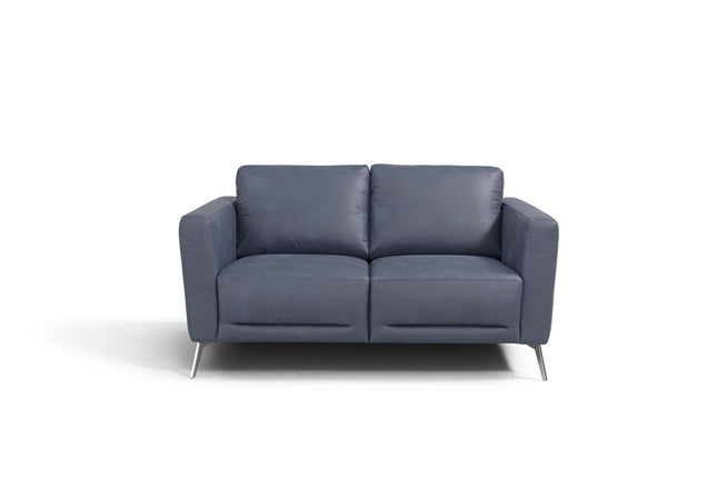 Astonic - Loveseat - Blue Leather - Tony's Home Furnishings