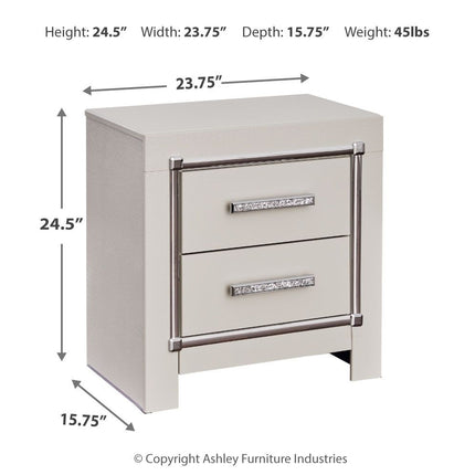 Zyniden - Silver - Two Drawer Night Stand Signature Design by Ashley® 