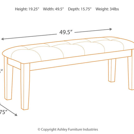 Haddigan - Dark Brown - Large Uph Dining Room Bench Ashley Furniture 