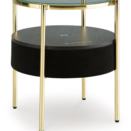 Nedman - Black / Gold Finish - Accent Table With Speaker Signature Design by Ashley® 