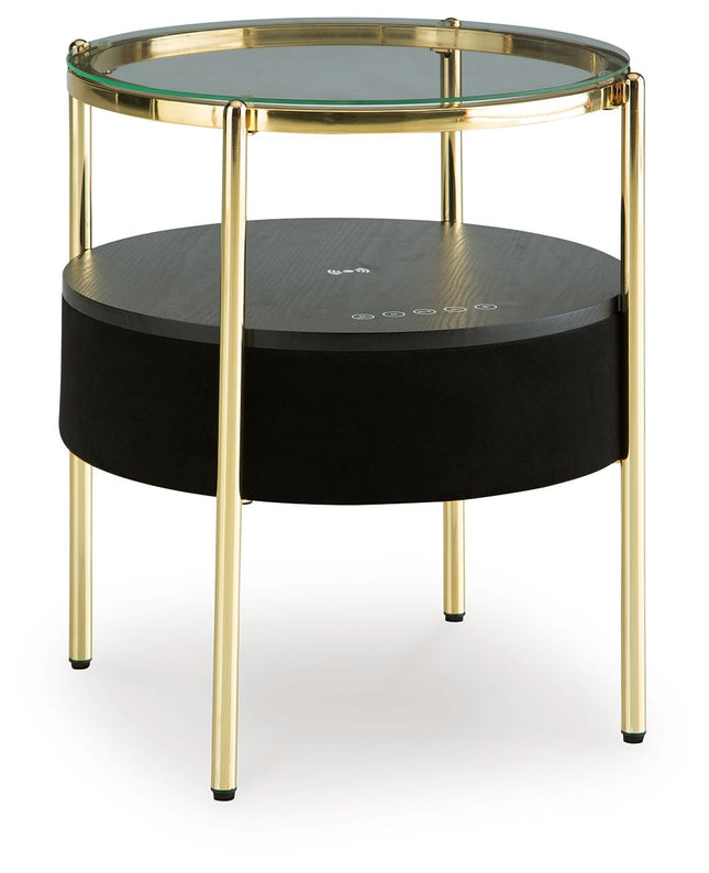 Nedman - Black / Gold Finish - Accent Table With Speaker Signature Design by Ashley® 