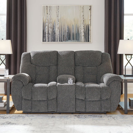 Foreside - Charcoal - Dbl Reclining Loveseat With Console Signature Design by Ashley® 