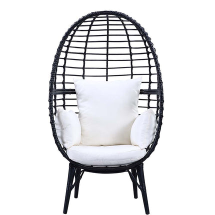 Penelope - Patio Lounge Chair - Light Gray Fabric & Black Finish ACME 