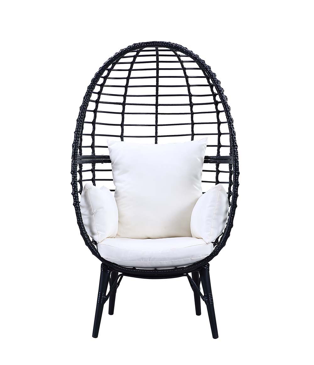 Penelope - Patio Lounge Chair - Light Gray Fabric & Black Finish ACME 