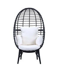 Penelope - Patio Lounge Chair - Light Gray Fabric & Black Finish ACME 