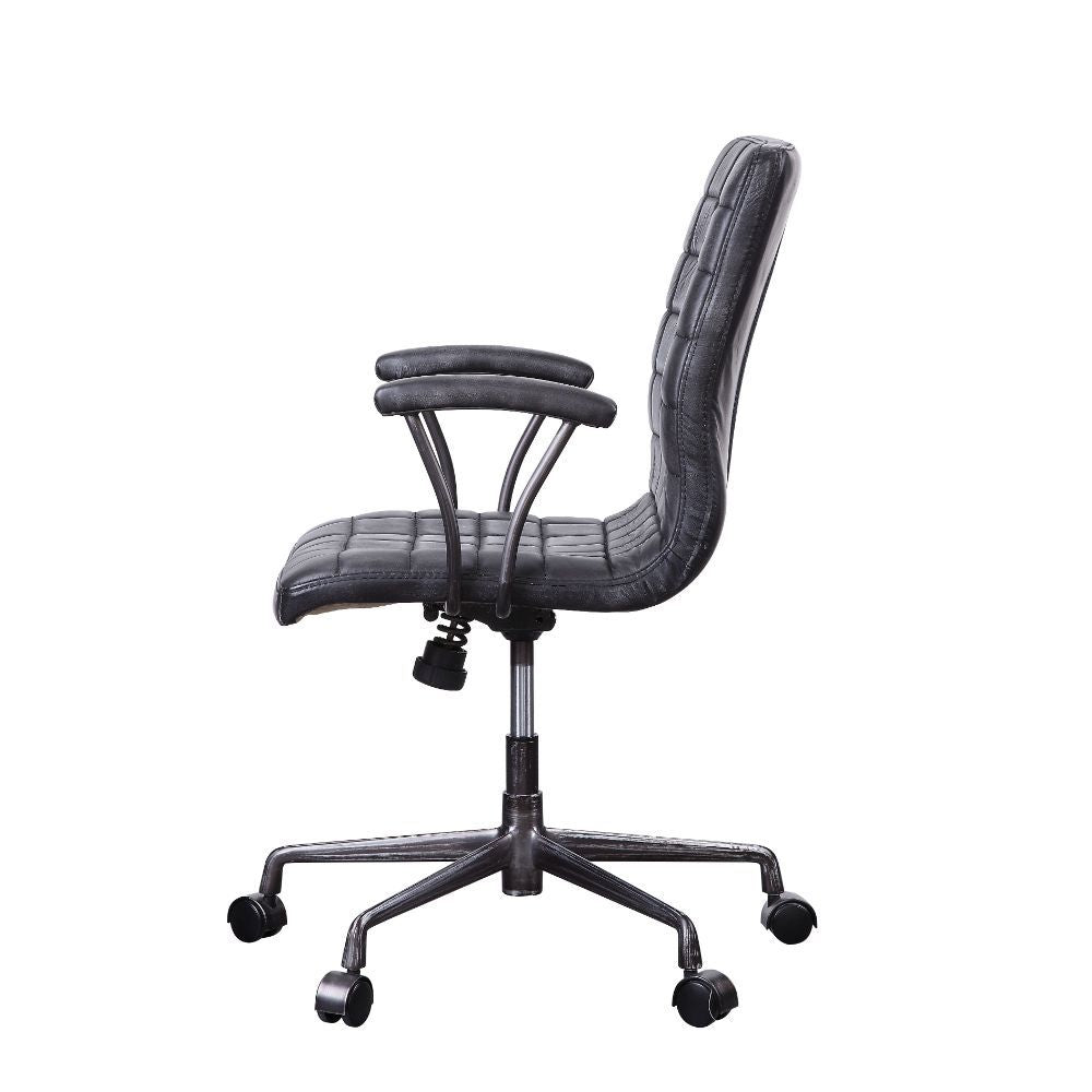 Barack - Executive Office Chair - Vintage Black Top Grain Leather & Aluminum ACME 