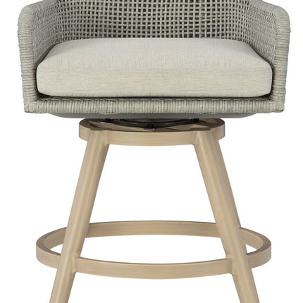 Seton Creek - Beige / Gray - Barstool With Cushion (Set of 2) Signature Design by Ashley® 