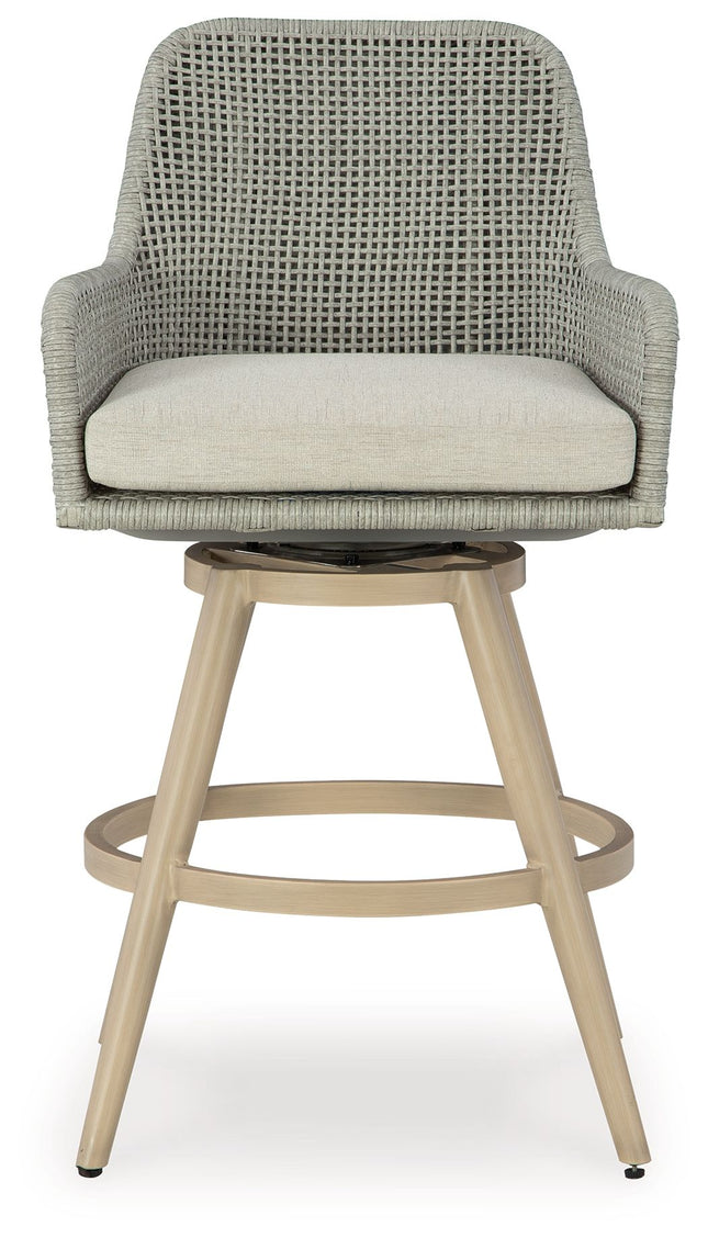 Seton Creek - Beige / Gray - Barstool With Cushion (Set of 2) Signature Design by Ashley® 