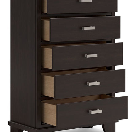 Covetown - Dark Brown - Five Drawer Chest Signature Design by Ashley® 