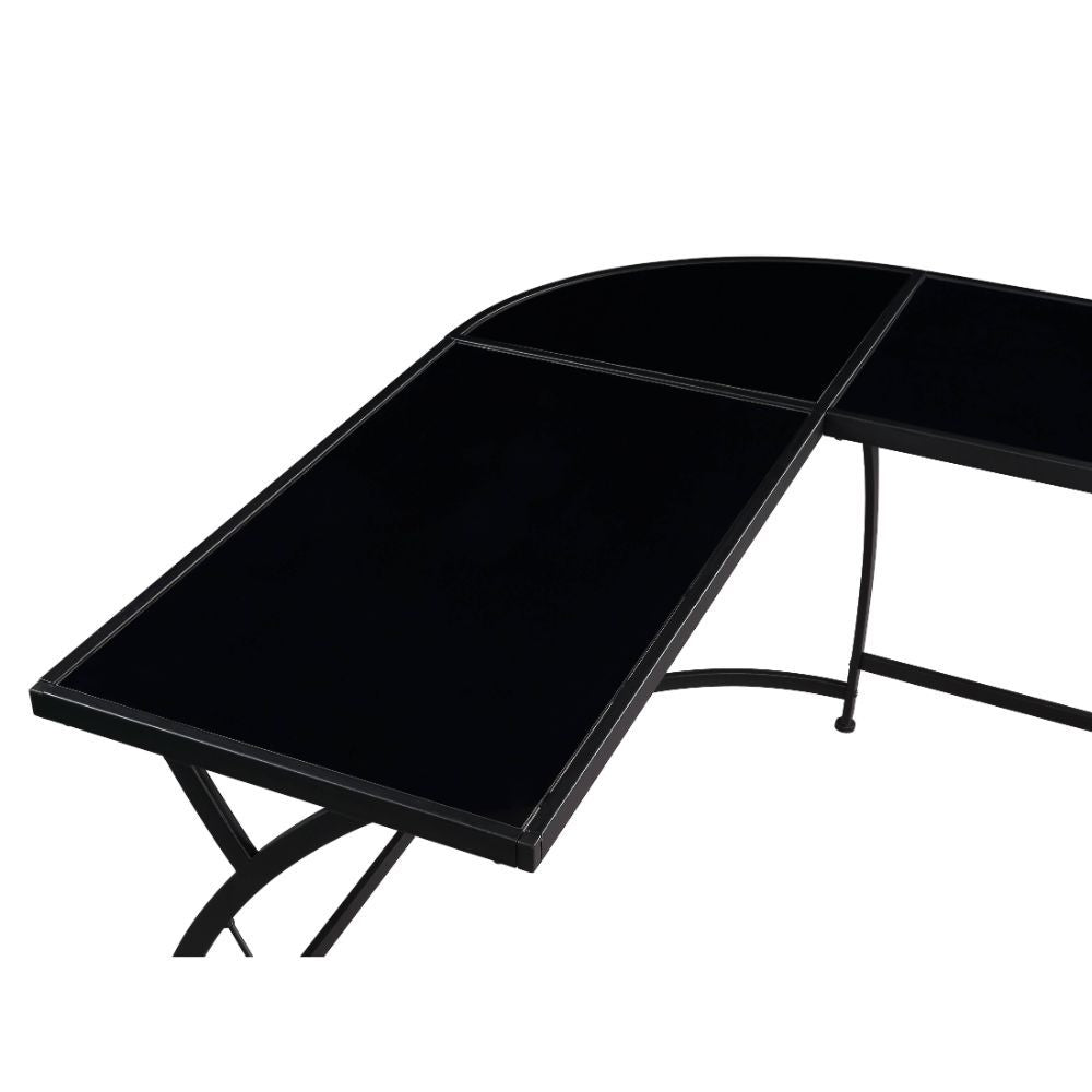 Janison - Desk - Black Glass & Black - Tony's Home Furnishings