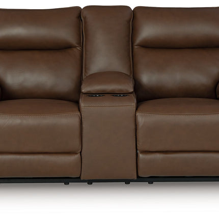 Vonryan - Tobacco - Power Reclining Loveseat With Console / Adj Headrest Signature Design by Ashley® 