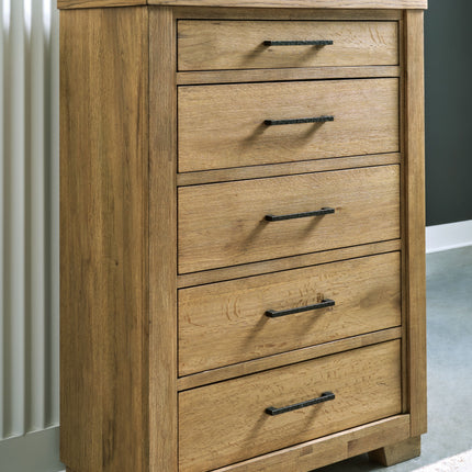 Galliden - Light Brown - Five Drawer Chest Signature Design by Ashley® 