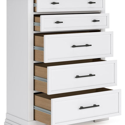 Ashbryn - White / Natural - Five Drawer Chest Benchcraft® 