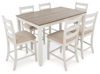 Thumbnail for Skempton - White / Light Brown - Counter Height Dining Table And Bar Stools (Set of 7) - Tony's Home Furnishings