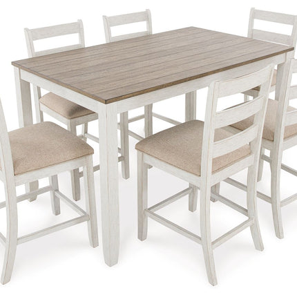 Skempton - White / Light Brown - Counter Height Dining Table And Bar Stools (Set of 7) Signature Design by Ashley® 