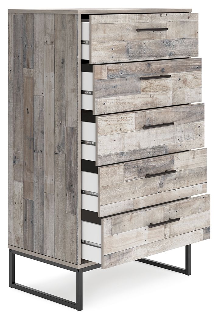 Neilsville - Whitewash - Five Drawer Chest Signature Design by Ashley® 
