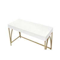 Lightmane - Desk - White High Gloss & Gold ACME 