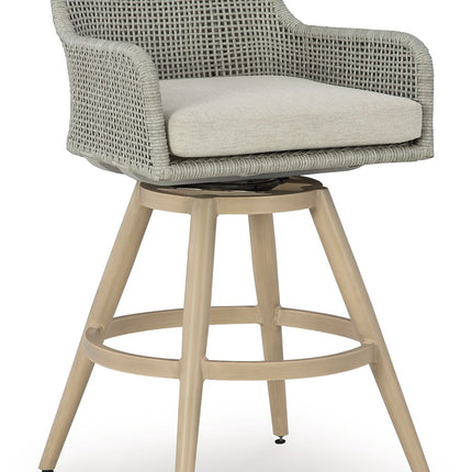 Seton Creek - Beige / Gray - Barstool With Cushion (Set of 2) Signature Design by Ashley® 