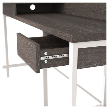 Dorrinson - White / Black / Gray - L-desk With Storage Ashley Furniture 