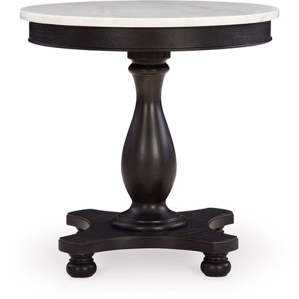 Henridge - Black / White - Accent Table With Pedestal Base Signature Design by Ashley® 