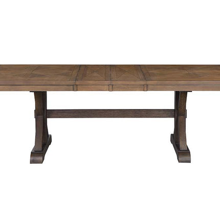 Pascaline - Dining Table - Gray Fabric, Rustic Brown & Oak Finish ACME 