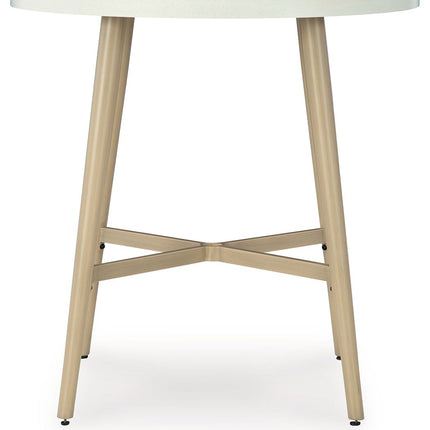 Seton Creek - Beige - Round Bar Table With Umbrella Option Signature Design by Ashley® 