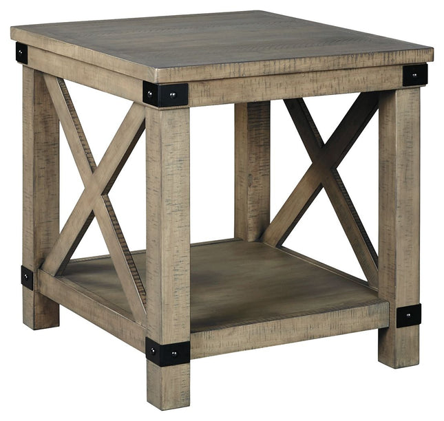 Aldwin - Gray - Rectangular End Table - Crossbuck Styling Ashley Furniture 