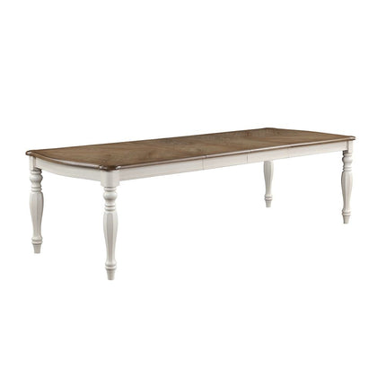 Florian - Dining Table With 2 Leaves - Oak & Antique White ACME 