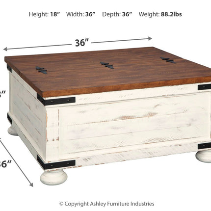 Wystfield - White / Brown - Cocktail Table With Storage Ashley Furniture 