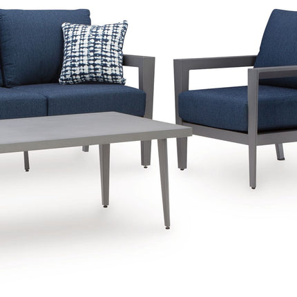 Gali - Gray / Blue - Sofa / Chairs / Table Set (Set of 4) Signature Design by Ashley® 