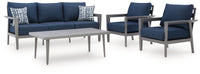 Gali - Gray / Blue - Sofa / Chairs / Table Set (Set of 4) Signature Design by Ashley® 