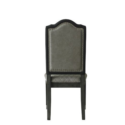 House - Beatrice Side Chair (Set of 2) - Two Tone Gray Fabric & Charcoal Finish ACME 