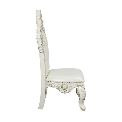 Adara - Side Chair (Set of 2) - White PU & Antique White Finish ACME 