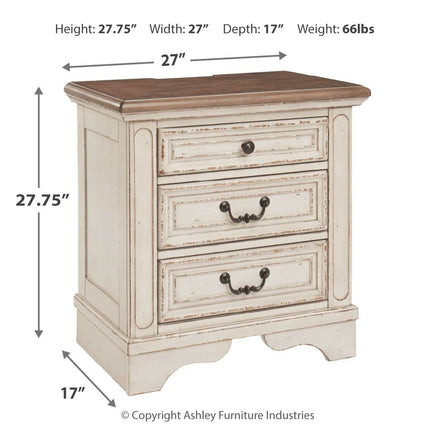 Realyn - White / Brown / Beige - Three Drawer Night Stand Ashley Furniture 