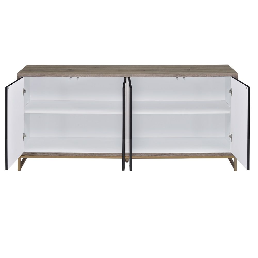 Payo - Console Cabinet - Black Marble Print Oak Champagne - Tony's Home Furnishings