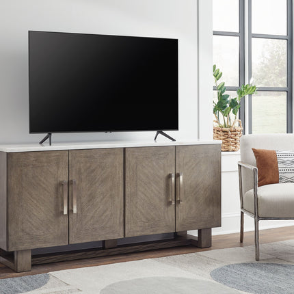 Loyaska - Grayish Brown / White - Extra Large TV Stand Signature Design by Ashley® 