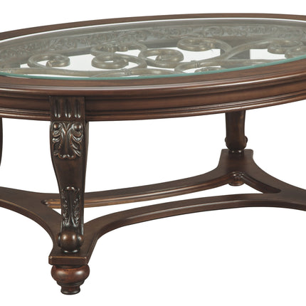 Norcastle - Dark Brown - Oval Cocktail Table Signature Design by Ashley® 