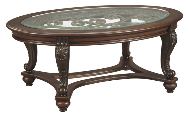 Norcastle - Dark Brown - Oval Cocktail Table Signature Design by Ashley® 