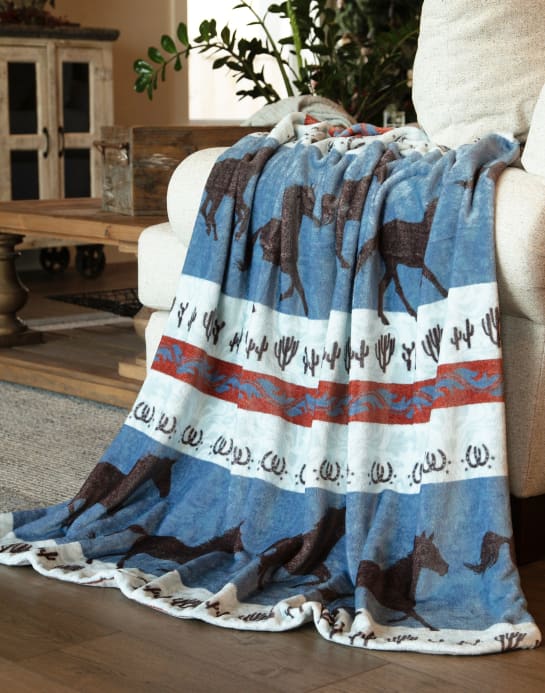 Dancing Desert Horse Light Plush Throw