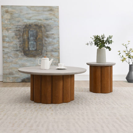 Evelyn - Coffee Table - Faux Concrete Top & Walnut  Finish ACME 