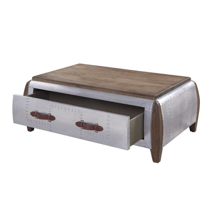 Brancaster - Coffee Table - Antique Oak & Aluminum ACME 