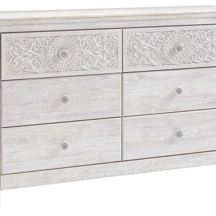 Paxberry - Whitewash - Dresser, Mirror - Medallion Drawer Pulls Signature Design by Ashley® 