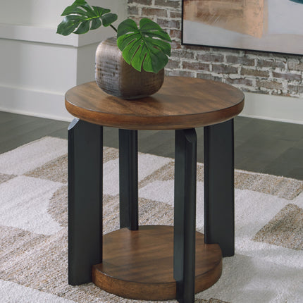 Kraeburn - Brown / Black - Round End Table Signature Design by Ashley® 