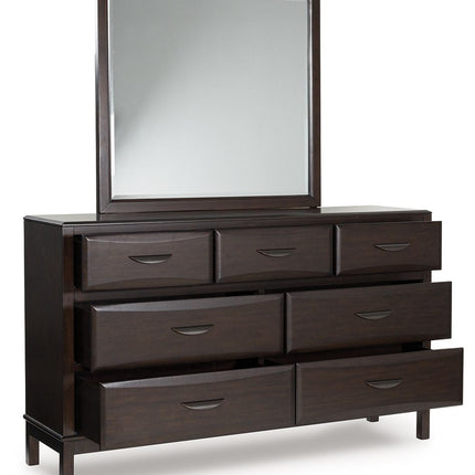 Vanmore - Dark Brown - Dresser And Mirror Benchcraft® 