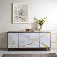 Paavan - Console Cabinet - White Marble Print & Oak Champagne - Tony's Home Furnishings