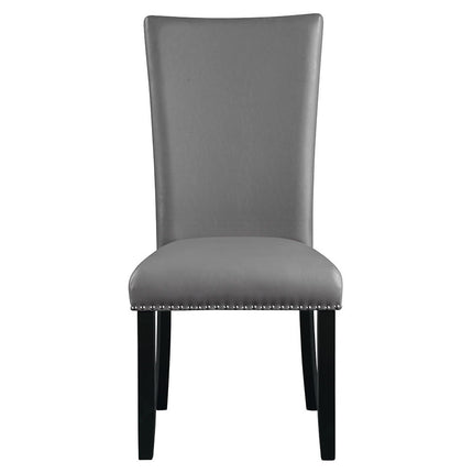 Caralin - Side Chair (Set of 2) - Gray Synthetic Leather & Black Finish ACME 