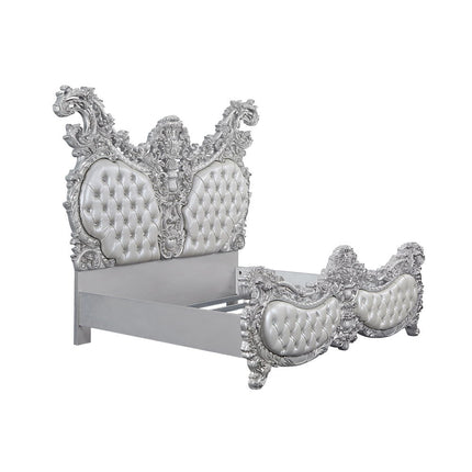 Valkyrie - Eastern King Bed - PU, Light Gold & Gray Finish ACME 